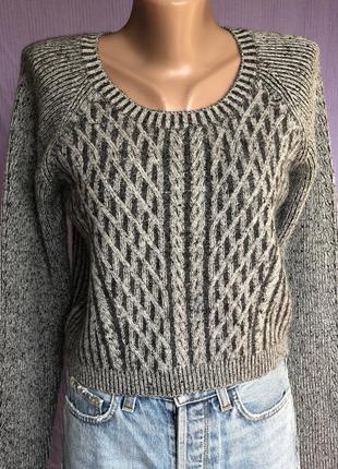 Кашемировый свитер quinn крупная вязка серый меланж1 фото