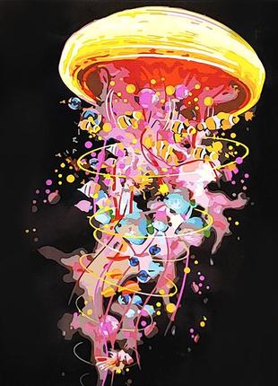 Картина по номерам strateg премиум цветная медуза с лаком и уровнем размером 40х50 см (sy6685)