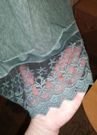 Трикотажная блузка-туника с маечкой и кружевами,рукав 2 в 1,варёнка,большого размера,via appia4 фото