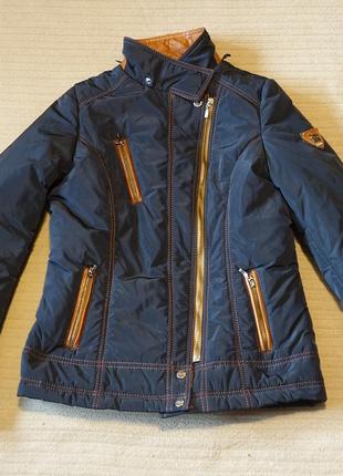 Отличная короткая темно-синяя фирменная куртка - косуха froccella франци/ голландия /италия 46 р.2 фото