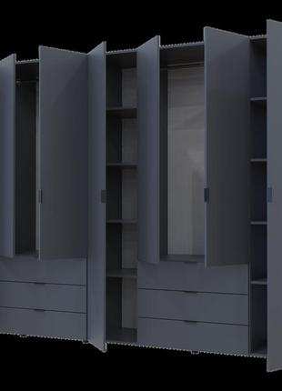 Распашной шкаф для одежды гелар комплект doros цвет графит 3+4 двери дсп 271,2х49,5х203,4 (42002128)2 фото