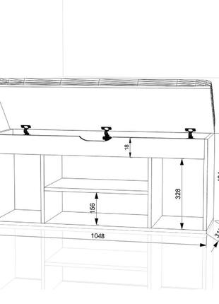 Тумба для взуття flashnika тдв-55 (1048мм x 318мм x 500мм)4 фото