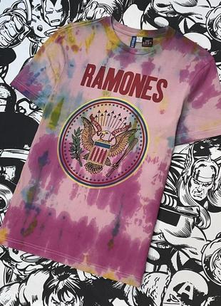Кастом футболка тай дай с принтом панк-рок-группа ramones10 фото