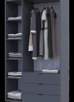 Распашной шкаф для одежды гелар doros цвета графит 3 двери дсп 116,2х49,5х203,4 (44900137)2 фото