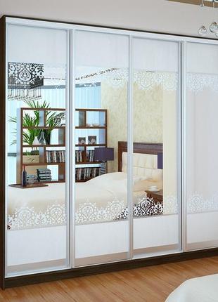 Шафа-купе flashnika ніка 18 d-450 (двері піскоструй вставки дсп) (2600мм x 450мм x 2400мм)