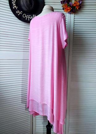 Платье нежно розовое длиное миди бохо оверсайз карманами4 фото