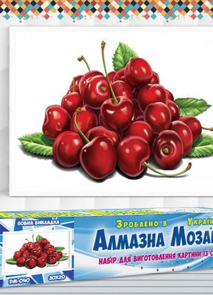 Алмазна вишивка набір жменя черешні 30х20 dm-040