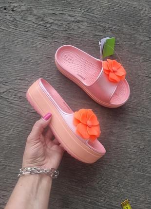 Шлепки на платформе crocs platform j2w4-33/34-22cm