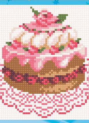 Алмазная вышивка набор для детей торт 15х15 ua-006