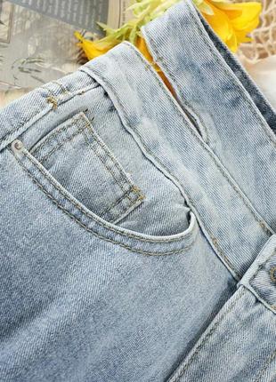 Шорты джинсовые коттон высокие голубые3 фото