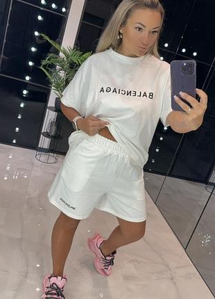 Женский спортивный костюм в стиле balenciaga баленсиага с шортами р. l - xl