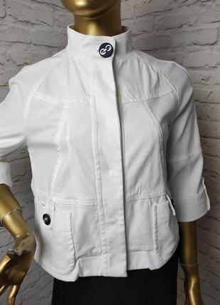 Укороченная винтажная джинсовая куртка marella с коротким рукавом р.s1 фото