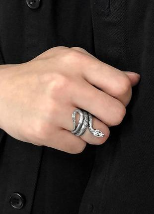Чоловіча каблучка у вигляді змії скандинавська каблучка перстень срібна змія розмір регульований4 фото
