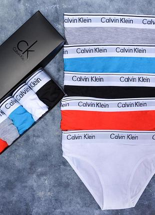 Набір 5 штук трусиків-сліпів calvin klein в подарунковій коробці, труси жіночі 5 штук1 фото