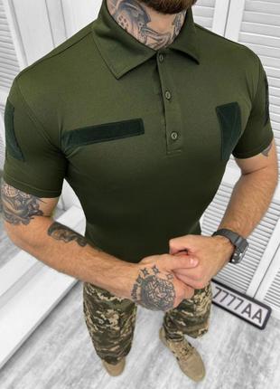 🔴 дышащая тактическая мужская футболка поло хаки, хаки летно лето4 фото