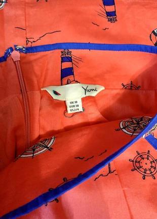 Коротка бавовняна жіноча спідниця міні у морському стилі з кишенями4 фото