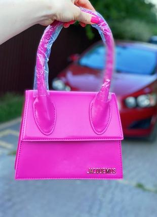 Сумочка jacquemus сумка тренд! крос боді брендова малинова рожева портфель через плече модна 20235 фото