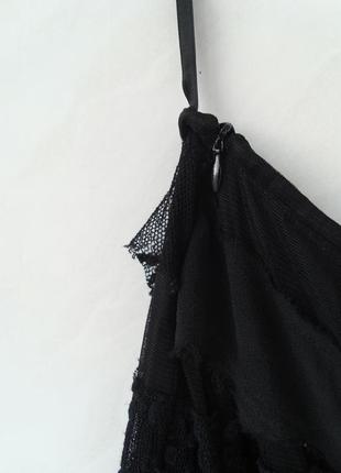 Гранжевая черная юбка с необработанным краем3 фото