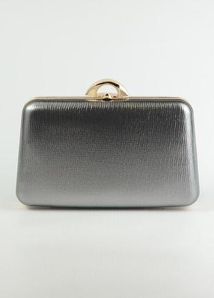 Серый маленький вечерний клатч бокс сумочка на цепочке, парадная выпускная мини сумка клатч на плечо