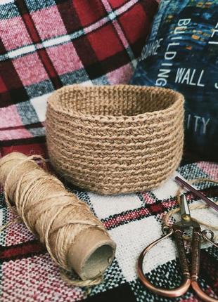 Корзина из джута. корзинка. подставка. подставка из джута. органайзер. ручная работа