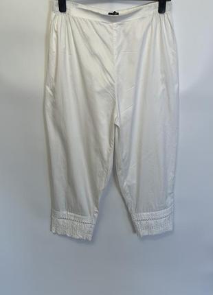 Белые брюки,капри из вышивки, большой размер