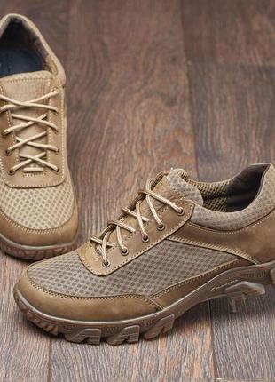 Тактические летние кроссовки койот, тактичні літні кросівки натуральна шкіра /сітка, військове тактичне взуття 40-45 рр2 фото