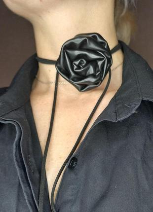 Трендовий чокер, підвіска квітка, підвіска роза, роза на шию, квітка на шию, чокер1 фото