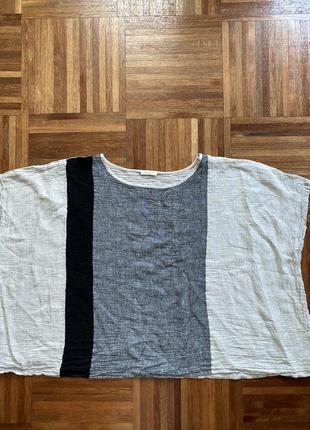 Блуза дизайнерська бохо льняна великий розмір льон лен luukaa як oska  l/xxl