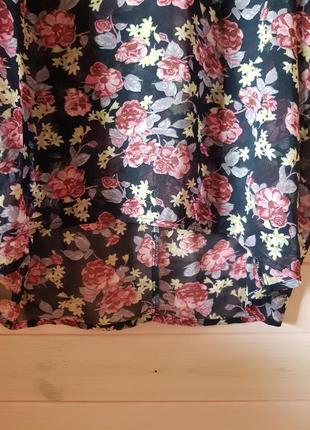 Шифоновая блуза майка топ без рукавов школьная с цветами5 фото