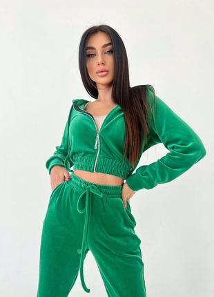 🎨10 кольорів! реал! шикарний жіночий велюровий костюм спортивний зелений женский велюр бархат2 фото