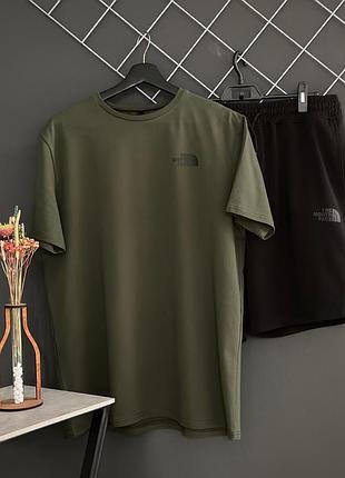 Шорти tnf чорний лого + футболка tnf хакі3 фото