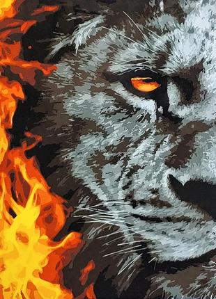 Картина по номерам strateg премиум огненный тигр с лаком и уровнем размером 40х50 см (sy6778)
