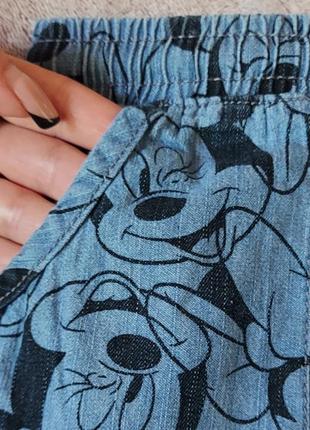 Шорты на девочку летние легкие котон джинс с минни микки маус 98 1042 фото