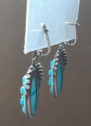 Колекційні антикварні вінтажні сережки,мельхіор зі срібленням та смальтою5 фото