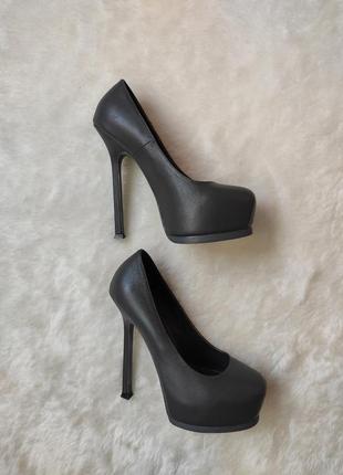 Черные серые кожаные туфли на высоком каблуке на шпильке стрипы на платформе sexy fairy секси фейри3 фото