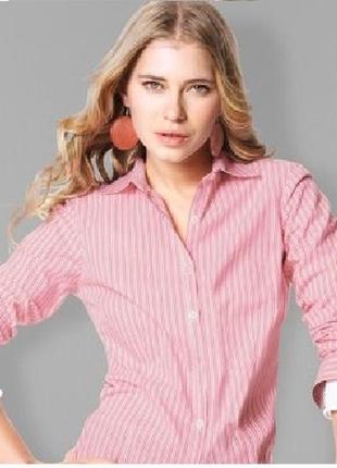 Сильная женская белая в розовую полоску рубашка tchibo  германия