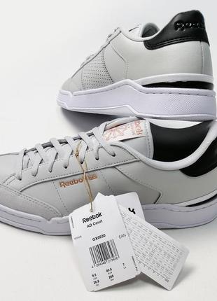 Женские оригинальные кожаные кроссовки reebok ad court grey2 фото