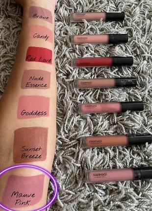 Рідка матова помада matte liquid lipstick 01 mauve pink рожевий мус фармасі farmasi 13035316 фото