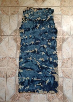 Плаття без рукавів, сарафан в рубчик в стилі тай-дай 3911 фото