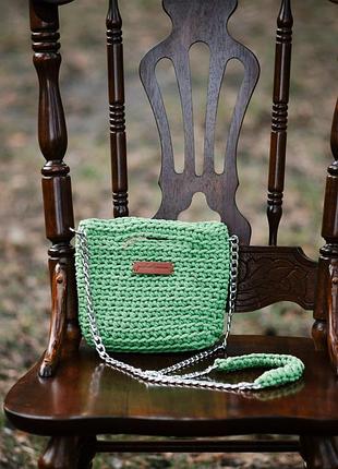 В'язана сумка жіноча маленька зелена