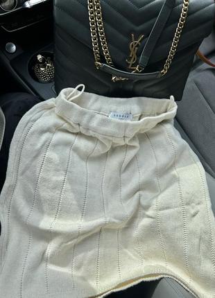 Премиальная бежевая юбка лен с хлопком sandro4 фото