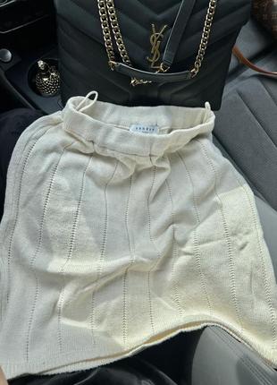 Премиальная бежевая юбка лен с хлопком sandro2 фото