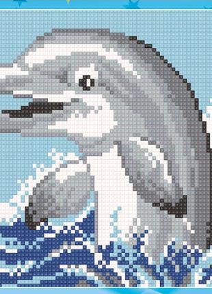 Алмазна вишивка набір для дітей дельфін 18х18 ua-0091 фото