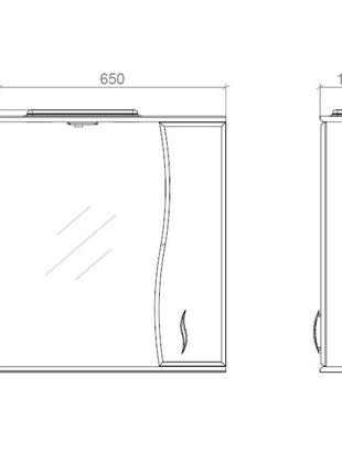 Шафа з дзеркалом 65 ( св., хвиля біла )  п3 фото