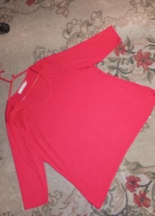 Натуральная-стрейч,трикотажная,красная футболка-блузка,большого размера,батал,zizzi6 фото
