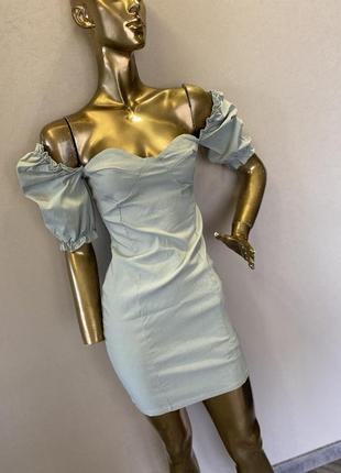 Стильное платье рукава фонарки спущенные плечи в стиле zara🔥1 фото