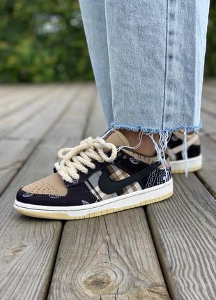 Женские кроссовки nike sb dunk low x travis scott cactus jack4 фото