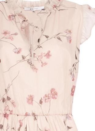 Платье миди шифоновое без рукавов zaps sander 058 ниже колена темно-розовое цветочное летнее 20235 фото