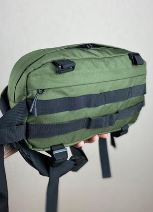 Тактическая зеленая мужская сумка бананка через плечо поясная2 фото