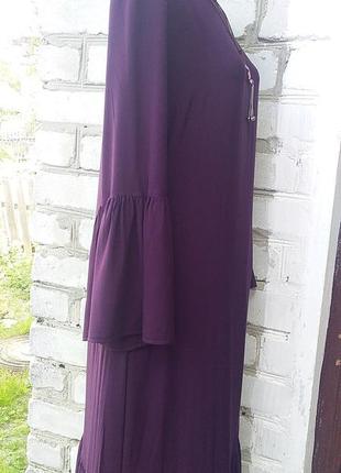Фіолетове довге плаття в підлогу максі волан пряме бохо6 фото
